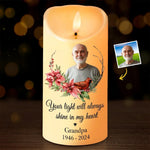 Custom Photo You Will Remain In Our Hearts Forever - Memorial Personalized Custom LED Candle - Christmas Gift, Sympathy Gift For Family Members