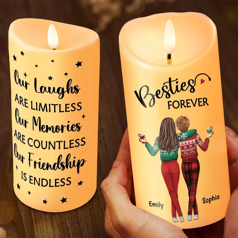 Simply Having A Wonderful Christmastime With Besties - Bestie Personalized Custom LED Candle - Christmas Gift For Best Friends, BFF, Sisters