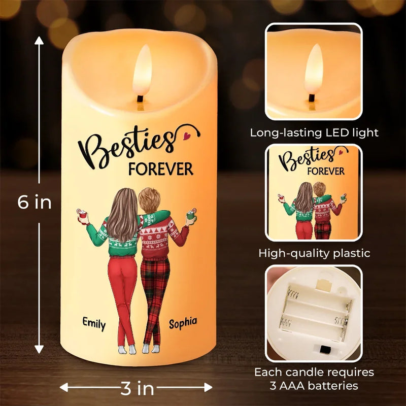 Simply Having A Wonderful Christmastime With Besties - Bestie Personalized Custom LED Candle - Christmas Gift For Best Friends, BFF, Sisters