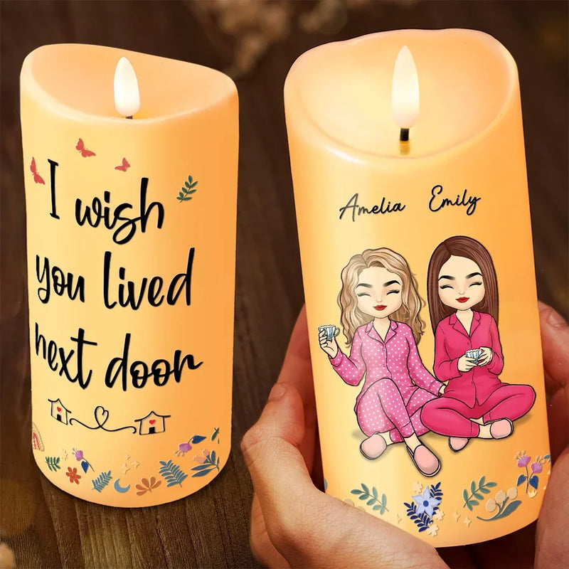 True Friendship Transcends Distance And Time - Bestie Personalized Custom LED Candle - Christmas Gift For Best Friends, BFF, Sisters