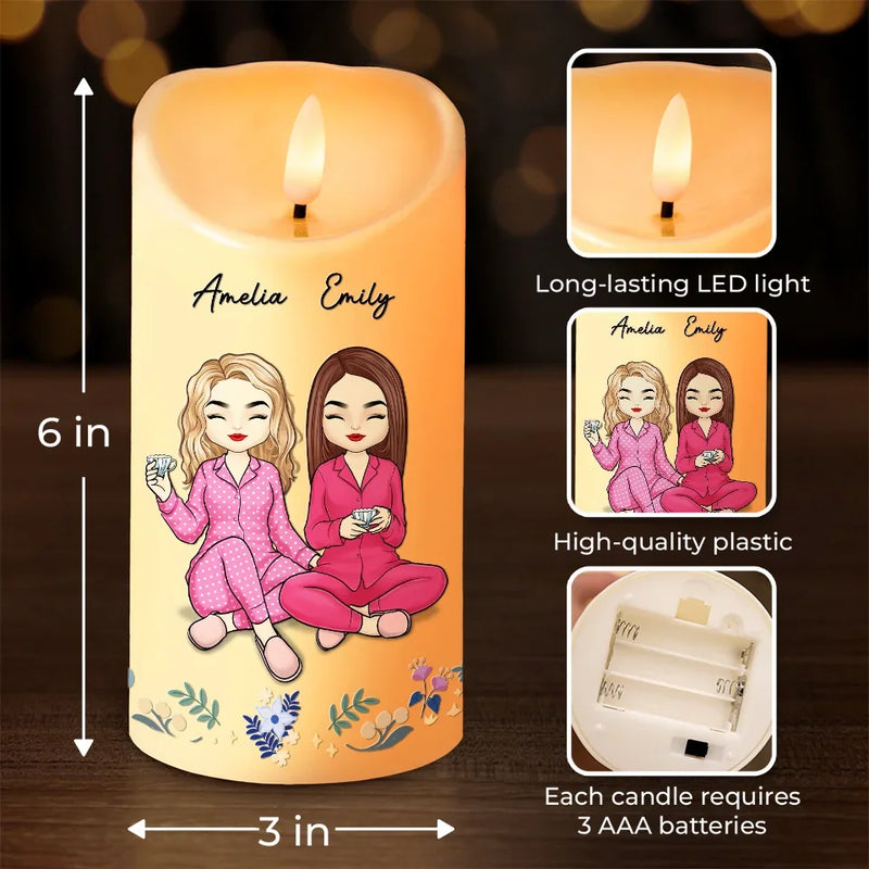 True Friendship Transcends Distance And Time - Bestie Personalized Custom LED Candle - Christmas Gift For Best Friends, BFF, Sisters