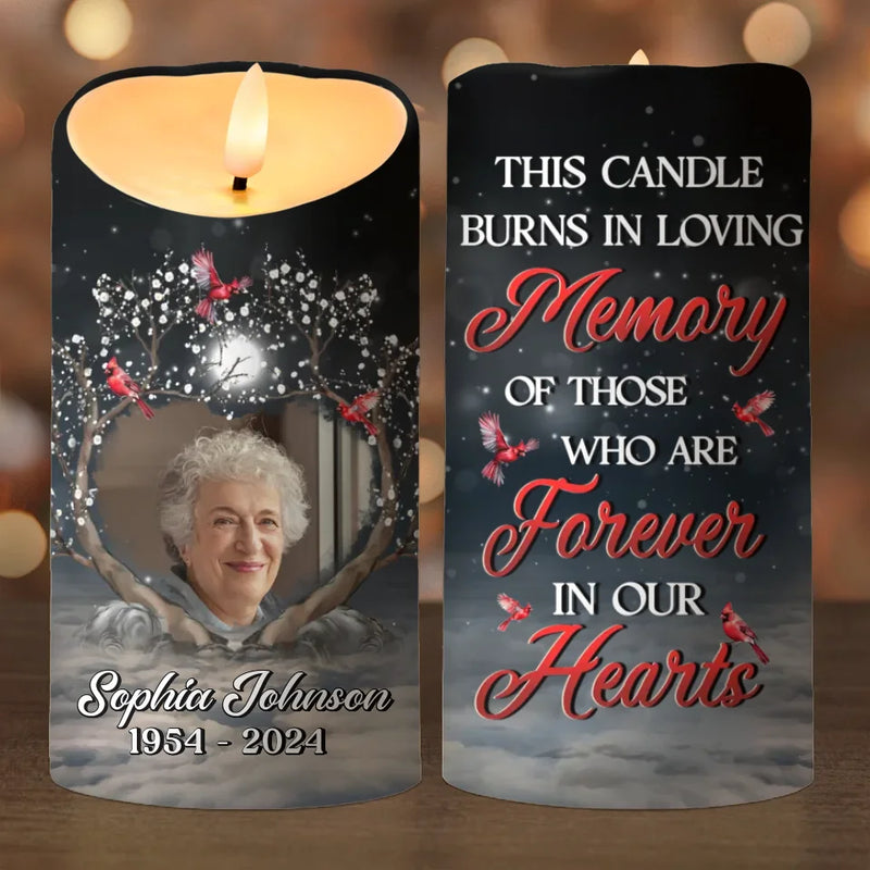 Custom Photo In Loving Memory, Forever Missed - Memorial Personalized Custom LED Candle - Sympathy Gift, Christmas Gift For Family Members