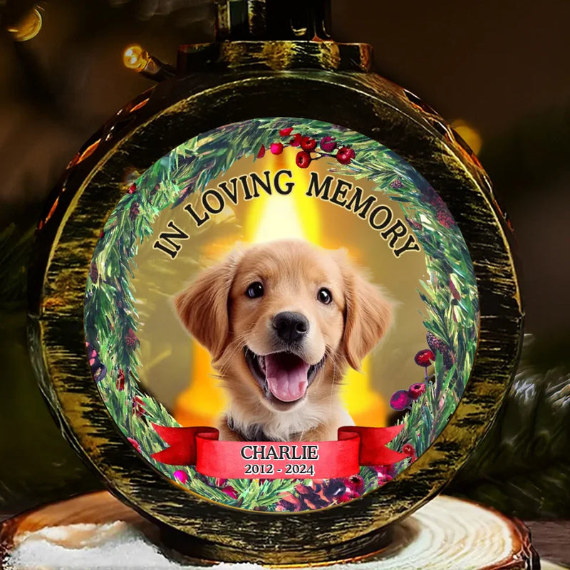 Custom Photo To Live In Hearts We Leave Behind Is Not To Die - Memorial Personalized Custom Candlelight Lantern Ornament - Sympathy Gift, Christmas Gift For Pet Owners, Pet Lovers