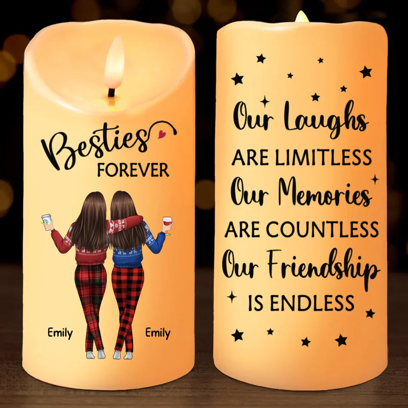 Simply Having A Wonderful Christmastime With Besties - Bestie Personalized Custom LED Candle - Christmas Gift For Best Friends, BFF, Sisters
