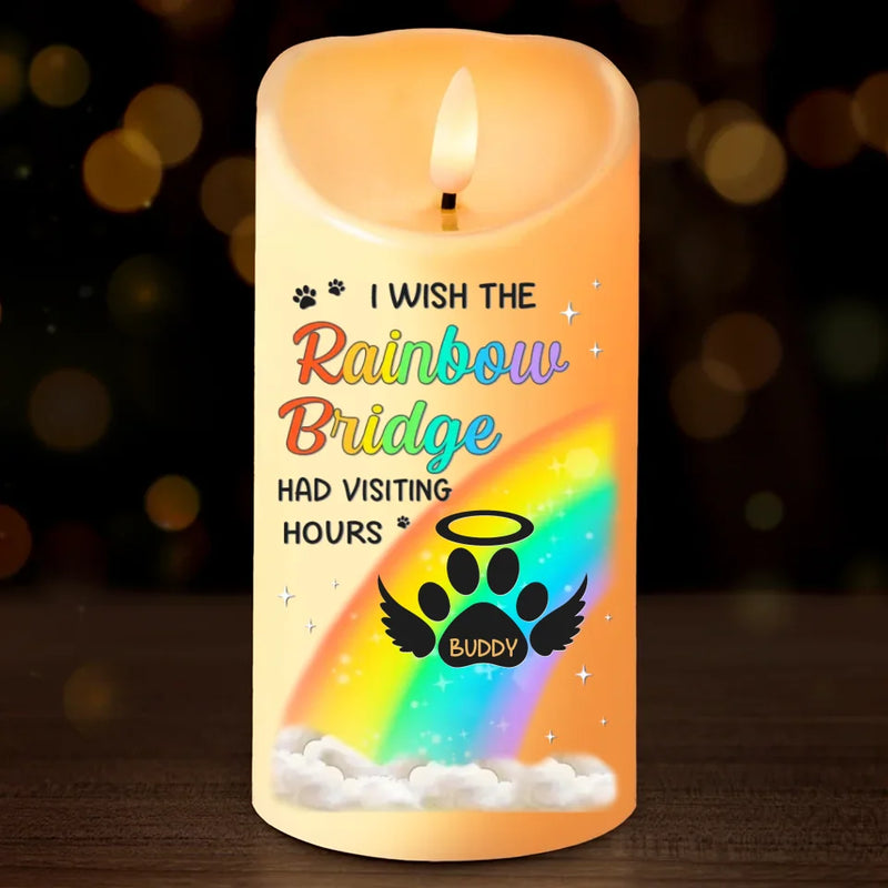 The Rainbow Bridge Connects Us Until We Can Play Together Again - Memorial Personalized Custom LED Candle - Sympathy Gift, Christmas Gift For Pet Owners, Pet Lovers
