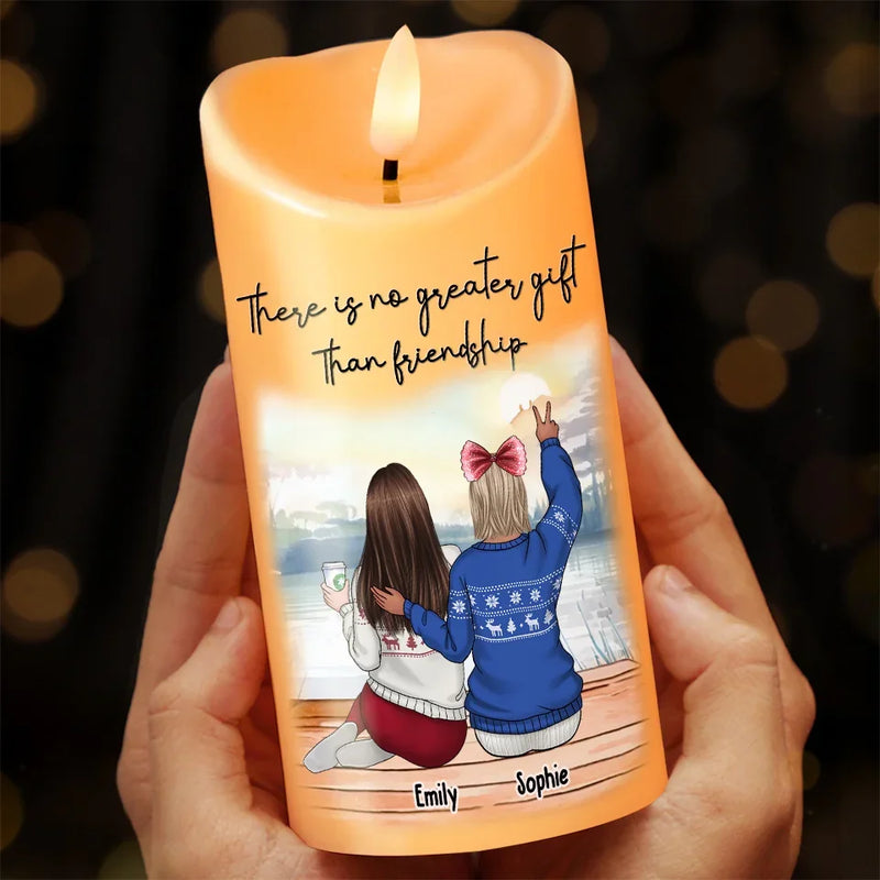 A True Friendship Is A Journey Without An End - Bestie Personalized Custom LED Candle - Christmas Gift For Best Friends, BFF, Sisters