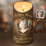Custom Photo In Memory Of A Life So Beautifully Lived - Memorial Personalized Custom LED Candle - Sympathy Gift, Christmas Gift For Family Members