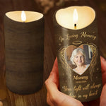 Custom Photo In Memory Of A Life So Beautifully Lived - Memorial Personalized Custom LED Candle - Sympathy Gift, Christmas Gift For Family Members