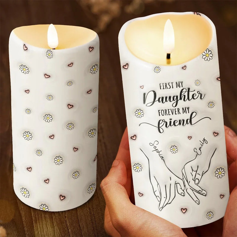 Friendship Is Holding Hands Without Letting Go - Bestie Personalized Custom 3D Inflated Effect Printed LED Candle - Christmas Gift For Best Friends, BFF, Sisters