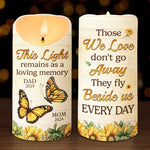 Though You Flew Away, Your Spirit Remains - Memorial Personalized Custom LED Candle - Sympathy Gift, Christmas Gift For Family Members
