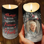 Custom Photo Forever Remembered, Always Loved - Memorial Personalized Custom LED Candle - Sympathy Gift, Christmas Gift For Family Members