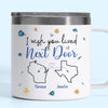 Our Friendship Is A Beautiful Journey - Bestie Personalized Custom 14oz Stainless Steel Tumbler With Handle - Gift For Best Friends, BFF, Sisters