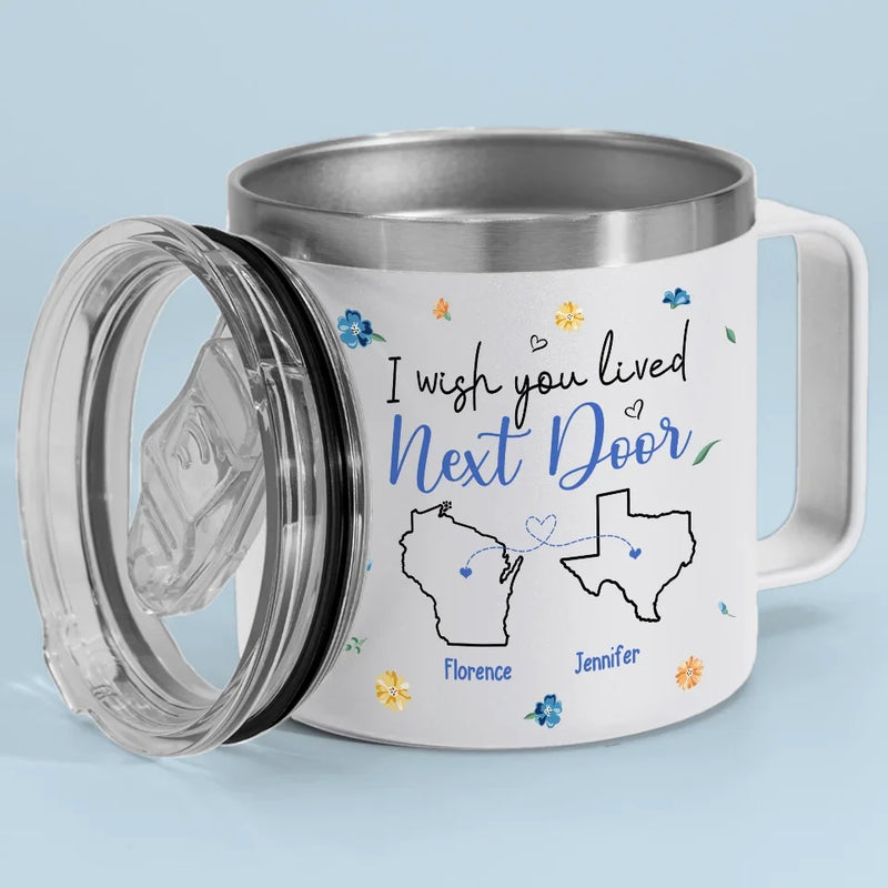 Our Friendship Is A Beautiful Journey - Bestie Personalized Custom 14oz Stainless Steel Tumbler With Handle - Gift For Best Friends, BFF, Sisters