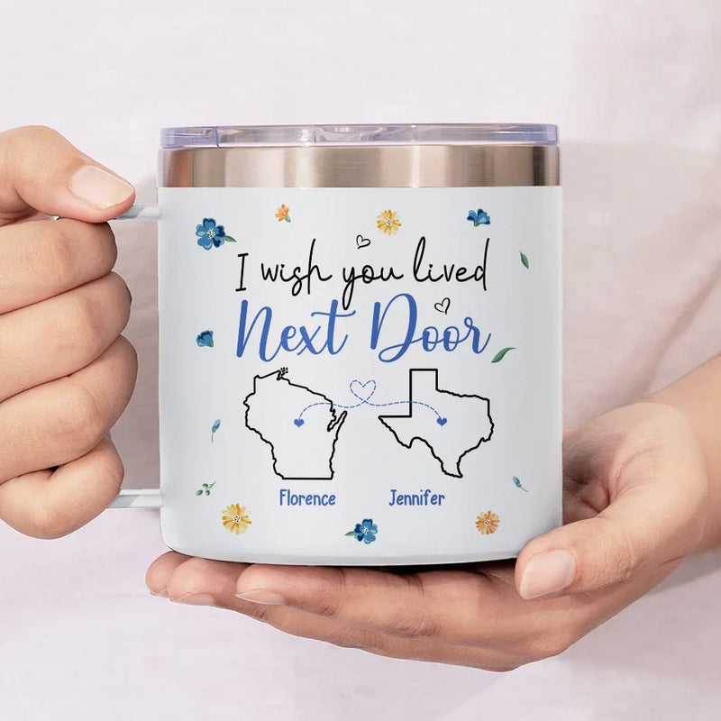 Our Friendship Is A Beautiful Journey - Bestie Personalized Custom 14oz Stainless Steel Tumbler With Handle - Gift For Best Friends, BFF, Sisters
