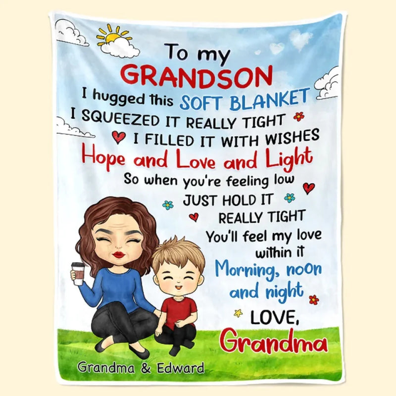 I Love That You're My Grandma - Family Personalized Custom Blanket - Christmas Gift For Grandma, Grandpa, Grandkids