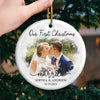 Custom Photo Our First Year Married - Couple Personalized Custom Ornament - Ceramic Round Shaped - Christmas Gift For Husband Wife, Anniversary, First Christmas