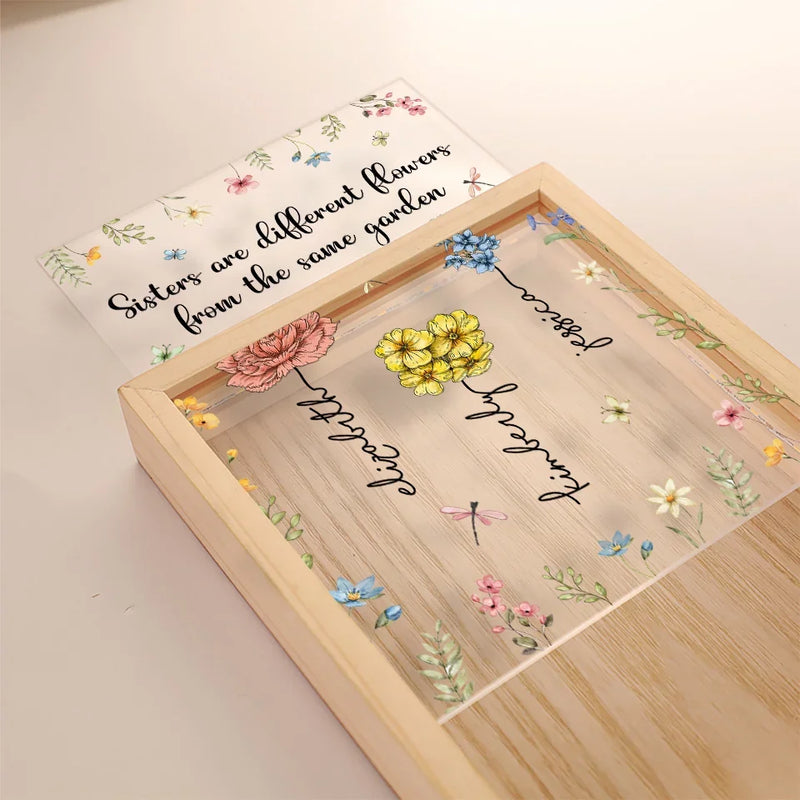 Sisters Are Different Flowers From The Same Garden - Bestie Personalized Custom Frame Light Box - Christmas Gift For Best Friends, BFF, Sisters
