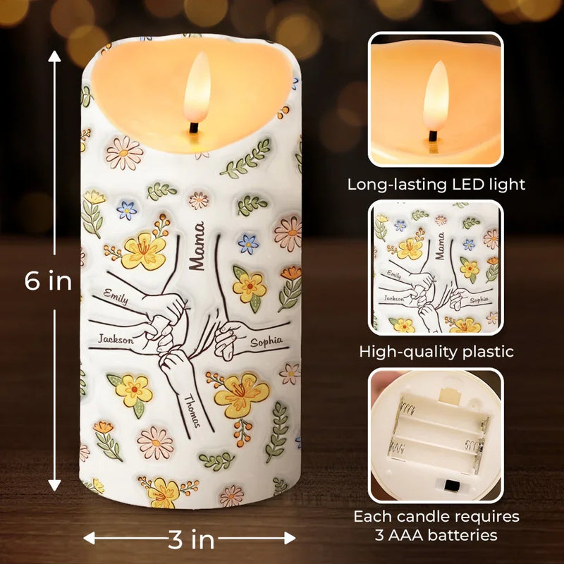 The Heart Of A Mother Is A Deep Abyss - Family Personalized Custom 3D Inflated Effect Printed LED Candle - Christmas Gift For Mom, Grandma