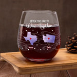 Far Away, But Never Out Of My Heart - Bestie Personalized Custom Wine Glass - Gift For Best Friends, BFF, Sisters