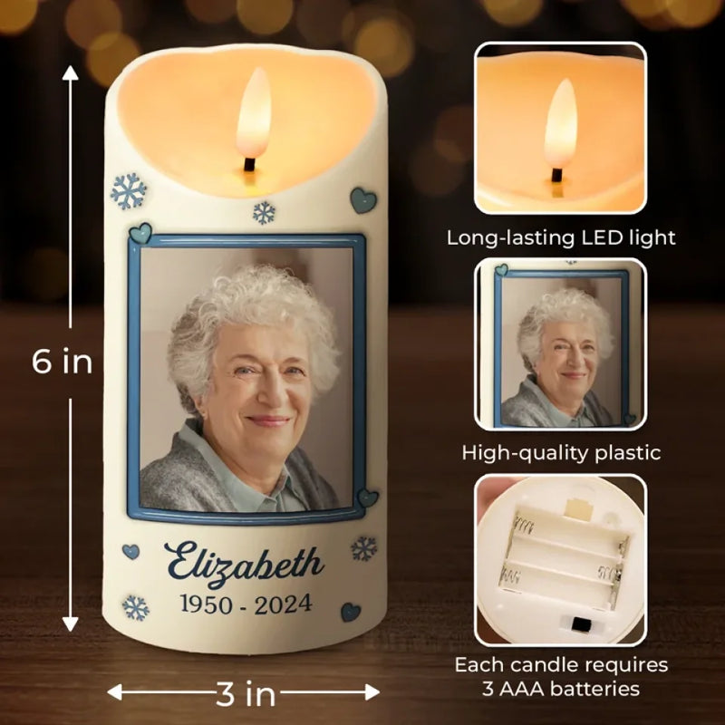 Custom Photo Gone But Never Forgotten - Memorial Personalized Custom 3D Inflated Effect Printed LED Candle - Sympathy Gift, Christmas Gift For Family Members
