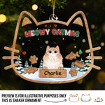 Meowy Catmas - Cat Personalized Custom 3 Layers Shaker Ornament - Christmas Gift For Pet Owners, Pet Lovers