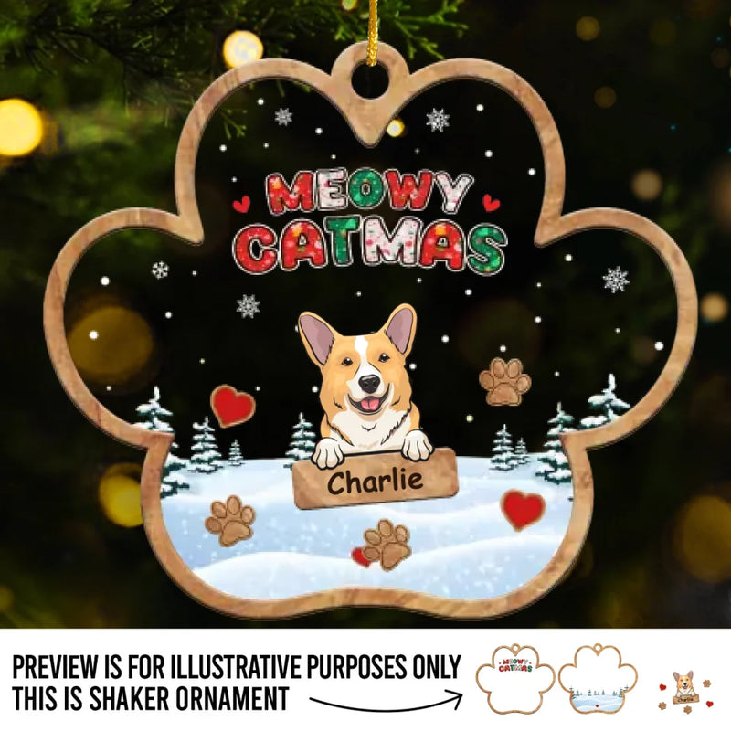 Happy Pawlidays - Dog & Cat Personalized Custom 3 Layers Shaker Ornament - Christmas Gift For Pet Owners, Pet Lovers