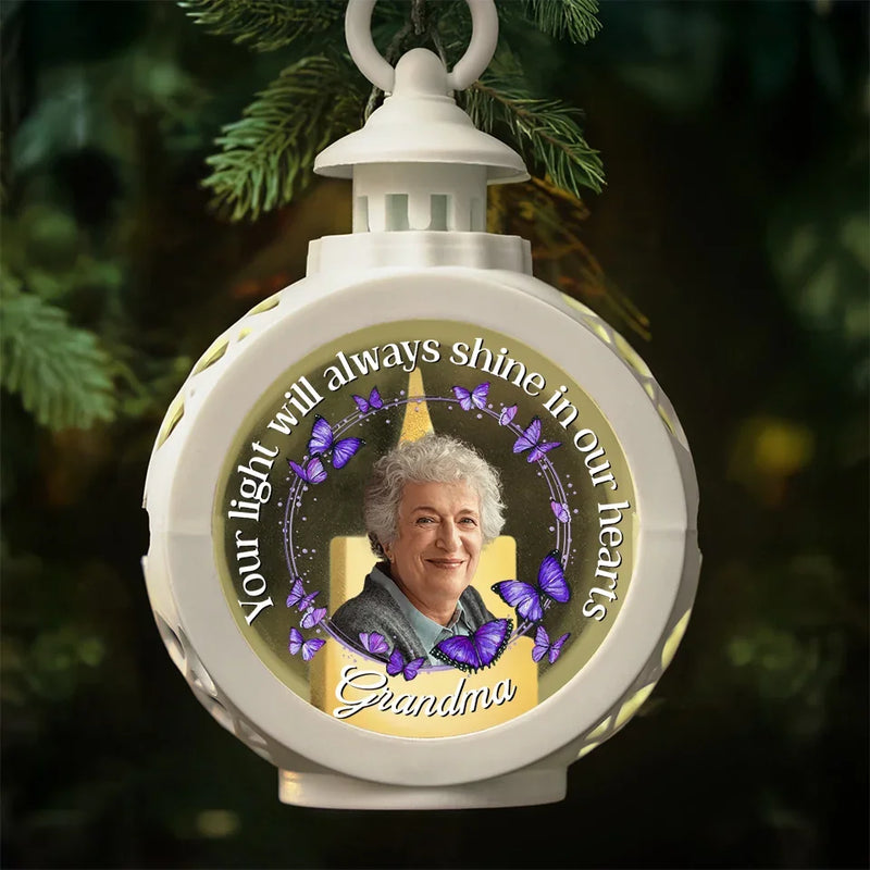 Custom Photo Your Memory Will Always Glow Within Us - Memorial Personalized Custom Candlelight Lantern Ornament - Sympathy Gift, Christmas Gift For Family Members