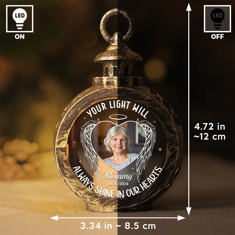 Custom Photo Your Light Will Continue To Guide Us Through The Darkness - Memorial Personalized Custom Candlelight Lantern Ornament - Sympathy Gift, Christmas Gift For Family Members