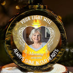 Custom Photo Your Light Will Continue To Guide Us Through The Darkness - Memorial Personalized Custom Candlelight Lantern Ornament - Sympathy Gift, Christmas Gift For Family Members