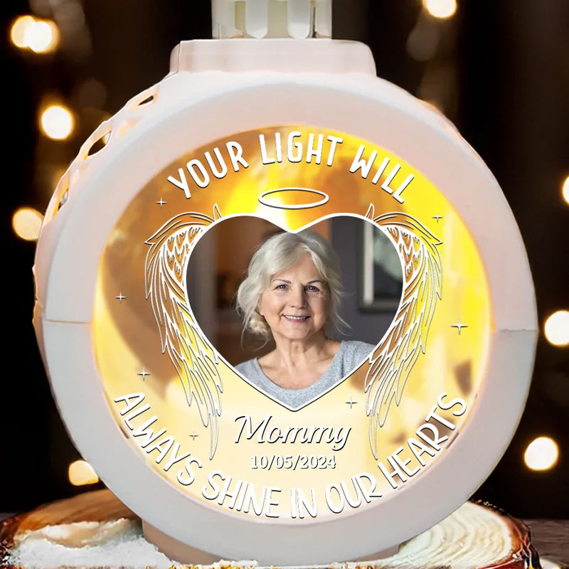 Custom Photo Your Light Will Continue To Guide Us Through The Darkness - Memorial Personalized Custom Candlelight Lantern Ornament - Sympathy Gift, Christmas Gift For Family Members