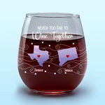 Far Away, But Never Out Of My Heart - Bestie Personalized Custom Wine Glass - Gift For Best Friends, BFF, Sisters