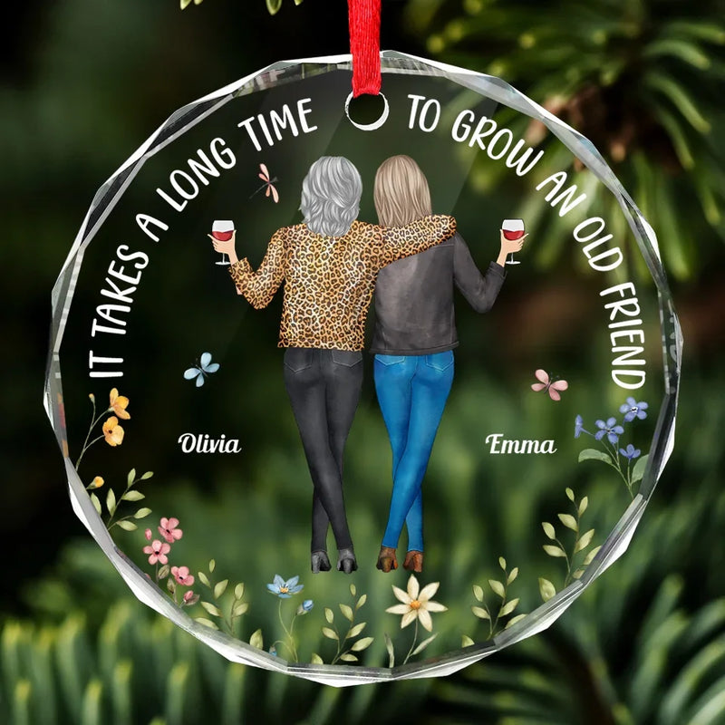 Friends Who Laugh Together, Stay Together - Bestie Personalized Custom Circle Glass Ornament - Christmas Gift For Best Friends, BFF, Sisters