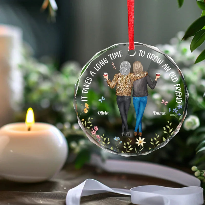 Friends Who Laugh Together, Stay Together - Bestie Personalized Custom Circle Glass Ornament - Christmas Gift For Best Friends, BFF, Sisters