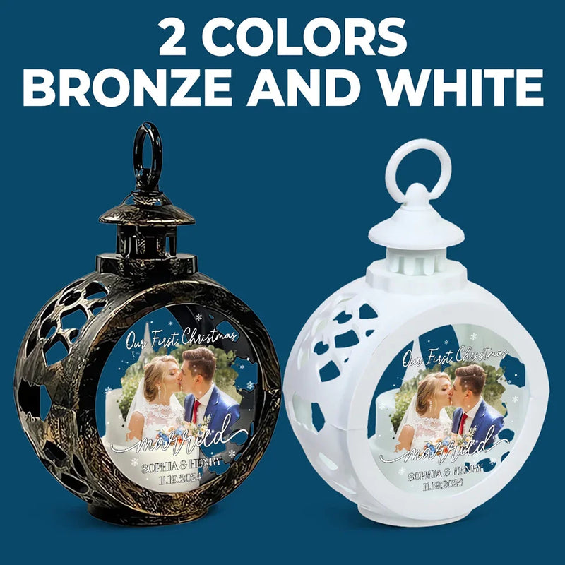 Custom Photo Celebrating Our First Year Of Marriage - Couple Personalized Custom Candlelight Lantern Ornament - Christmas Gift For Husband Wife, Anniversary, First Christmas