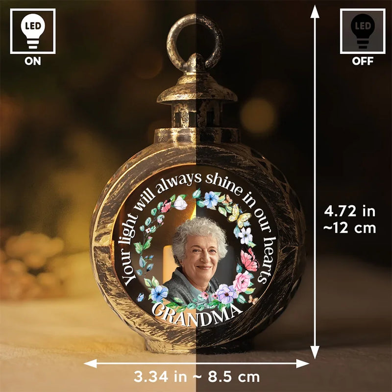 Custom Photo Always In Our Thoughts, Forever In Our Hearts - Memorial Personalized Custom Candlelight Lantern Ornament - Sympathy Gift, Christmas Gift For Family Members
