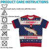 Custom Photo Merry Fishmas - Fishing Personalized Custom All Over Print Adult Short Sleeve Sweater - Christmas Gift For Fishing Lovers, Fisherman