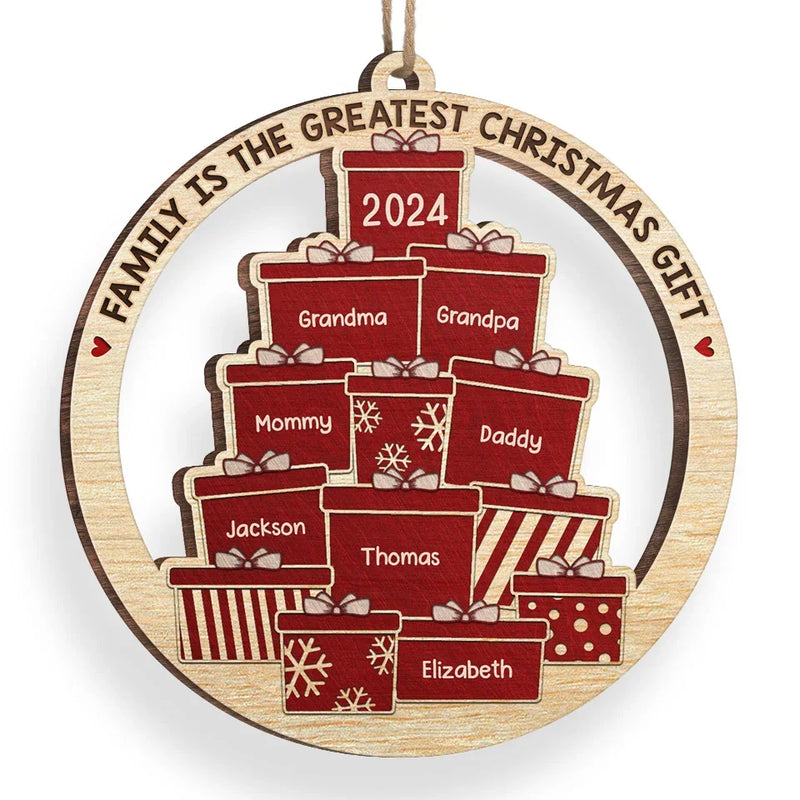 Time Together As A Family Is A Gift - Family Personalized Custom Ornament - Wood Custom Shaped - Christmas Gift For Family Members