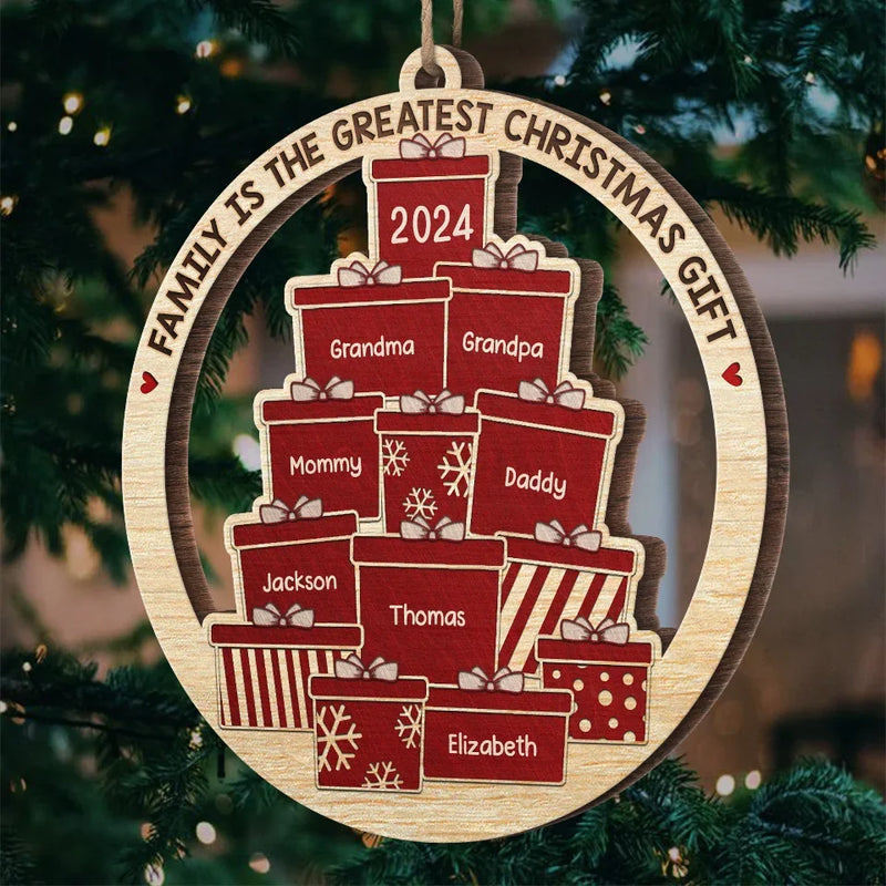 Time Together As A Family Is A Gift - Family Personalized Custom Ornament - Wood Custom Shaped - Christmas Gift For Family Members