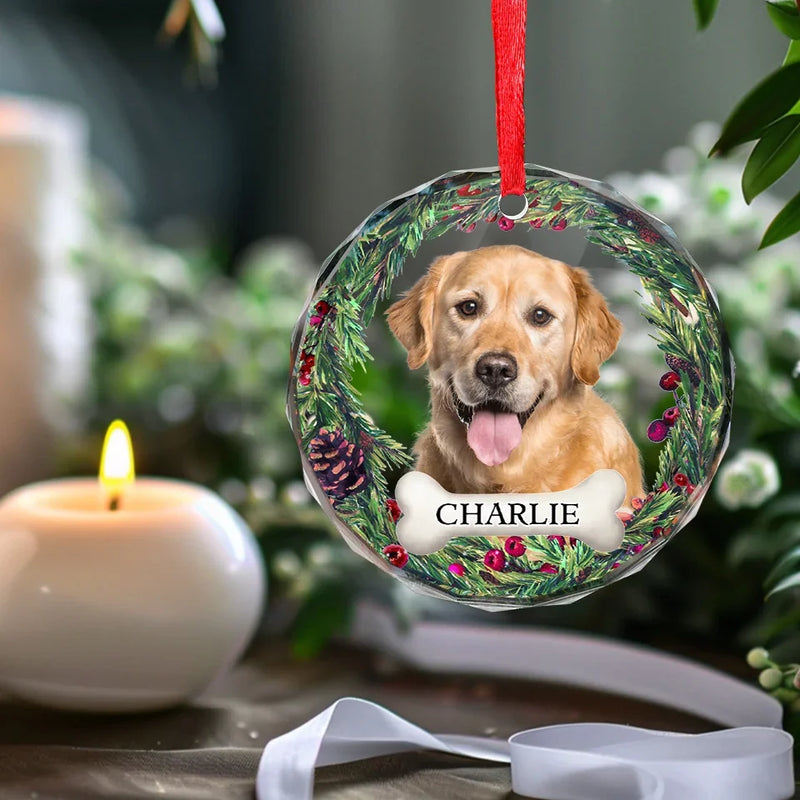 Custom Photo Our Perfect Companions Never Have Fewer Than Four Feet - Memorial Personalized Custom Circle Glass Ornament - Christmas Gift, Sympathy Gift For Pet Owners, Pet Lovers