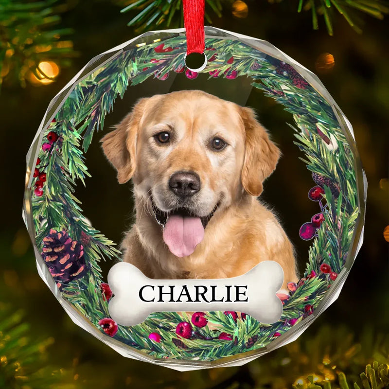 Custom Photo Our Perfect Companions Never Have Fewer Than Four Feet - Memorial Personalized Custom Circle Glass Ornament - Christmas Gift, Sympathy Gift For Pet Owners, Pet Lovers