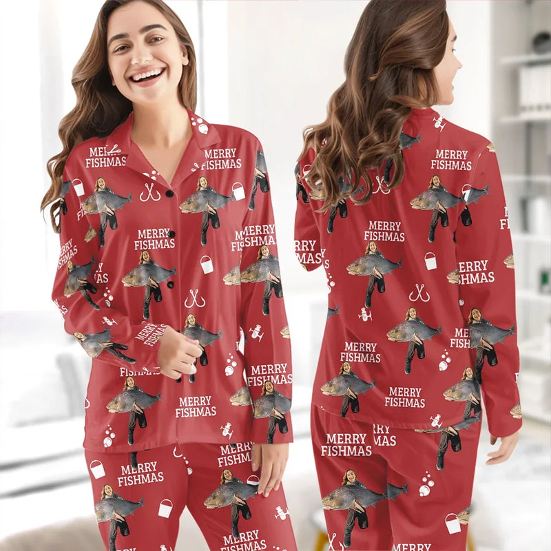 Custom Photo Hooked On The Thrill - Fishing Personalized Custom Pajamas - Christmas Gift For Fishing Lovers, Fisherman