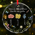 Side By Side Or Miles Apart - Bestie Personalized Custom Circle Glass Ornament - Christmas Gift For Sisters