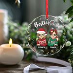 Custom Name Christmas Besties Gifts for Friends - Personalized Glass Ornament