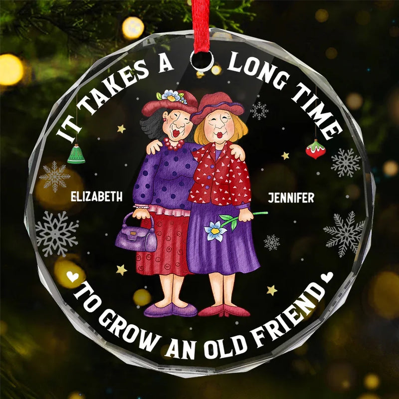 Your Friendship Is A Treasure I Hold Dear
 - Bestie Personalized Custom Circle Glass Ornament - Christmas Gift For Best Friends, BFF, Sisters
