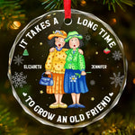 Your Friendship Is A Treasure I Hold Dear
 - Bestie Personalized Custom Circle Glass Ornament - Christmas Gift For Best Friends, BFF, Sisters