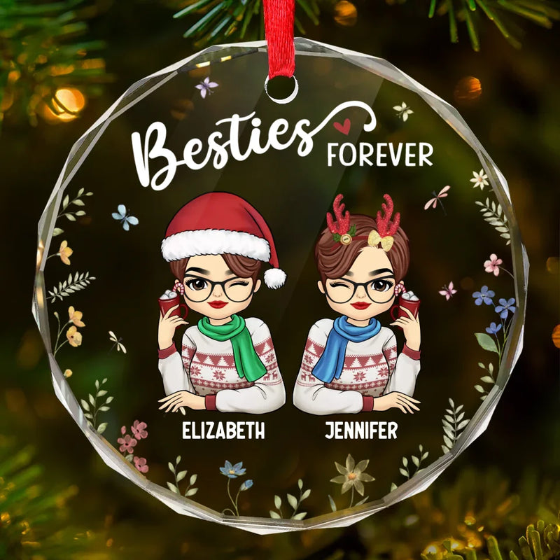 Our Friendship Is Infinite - Bestie Personalized Custom Circle Glass Ornament - Christmas Gift For Best Friends, BFF, Sisters