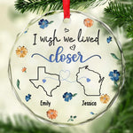 Distance Is Not A Problem To Us - Bestie Personalized Custom Circle Glass Ornament - Christmas Gift For Best Friends, BFF, Sisters