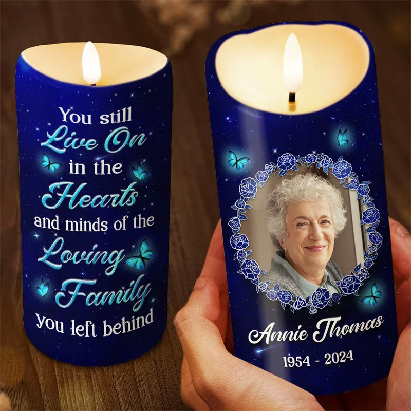 Custom Photo Loved In Life, Honored In Memory - Memorial Personalized Custom LED Candle - Sympathy Gift, Christmas Gift For Family Members