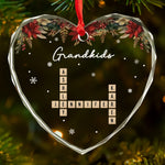 Merry Christmas, Grandma - Family Personalized Custom Heart Glass Ornament - Christmas Gift For Grandma