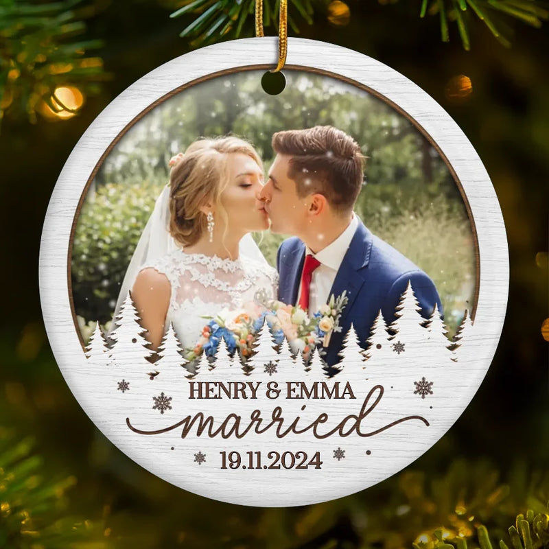 Custom Photo The Best Thing To Hold Onto In Life Is Each Other - Couple Personalized Custom Ornament - Ceramic Round Shaped - Christmas Gift For Husband Wife, Anniversary, First Christmas